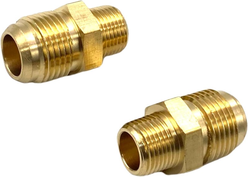 Bumugufu 3 Pcs Brass Flare Tube Fittings, 3/8 Inch NPT x 5/8" Flare Male Half-Union Gas Adapters for LP and Natural Gas and Fuel System - Image 3